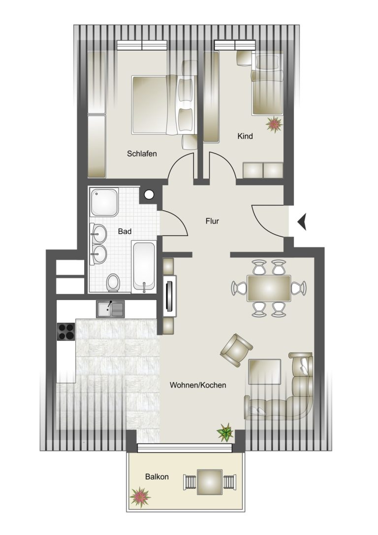 Immobilienangebot - Neusäß / Westheim - Alle - Wunderschöne Obergeschosswohnung mit Balkon.