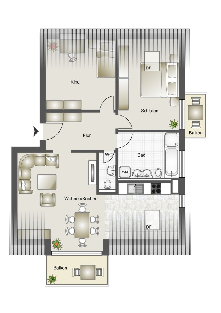 Immobilienangebot - Neusäß / Westheim - Alle - Wunderschöne Obergeschosswohnung mit Balkon.