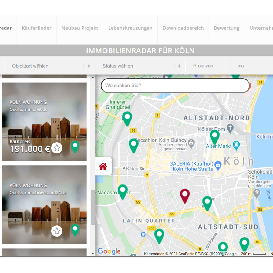 Immobilienradar - Funktionen der MaklerWerft