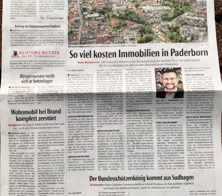 Artikel in der Neue Westfaelische Zeitung zum Marktbericht von thater IMMOBILIEN Paderborn