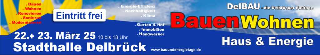 Informationsbanner zu den Delbrücker Bautagen im März 2025