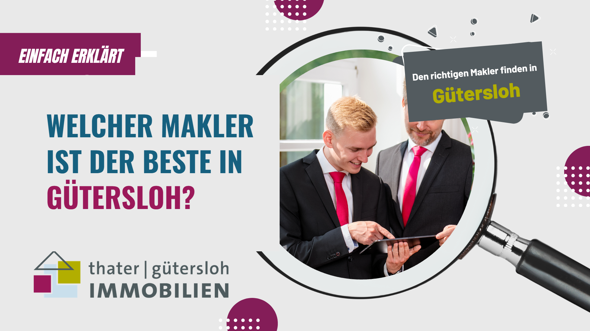 Welcher Makler ist der beste in Gütersloh? – Titelgrafik von thater IMMOBILIEN