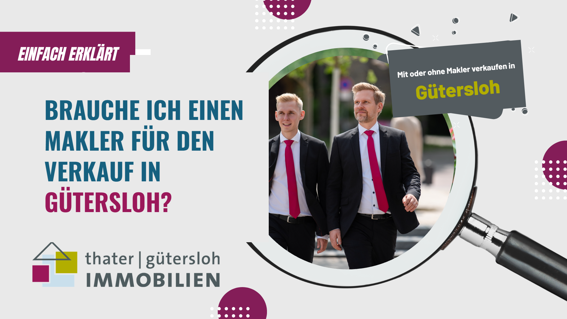 Brauche ich einen Makler für den Immobilienverkauf in Gütersloh? – Titelgrafik von thater IMMOBILIEN