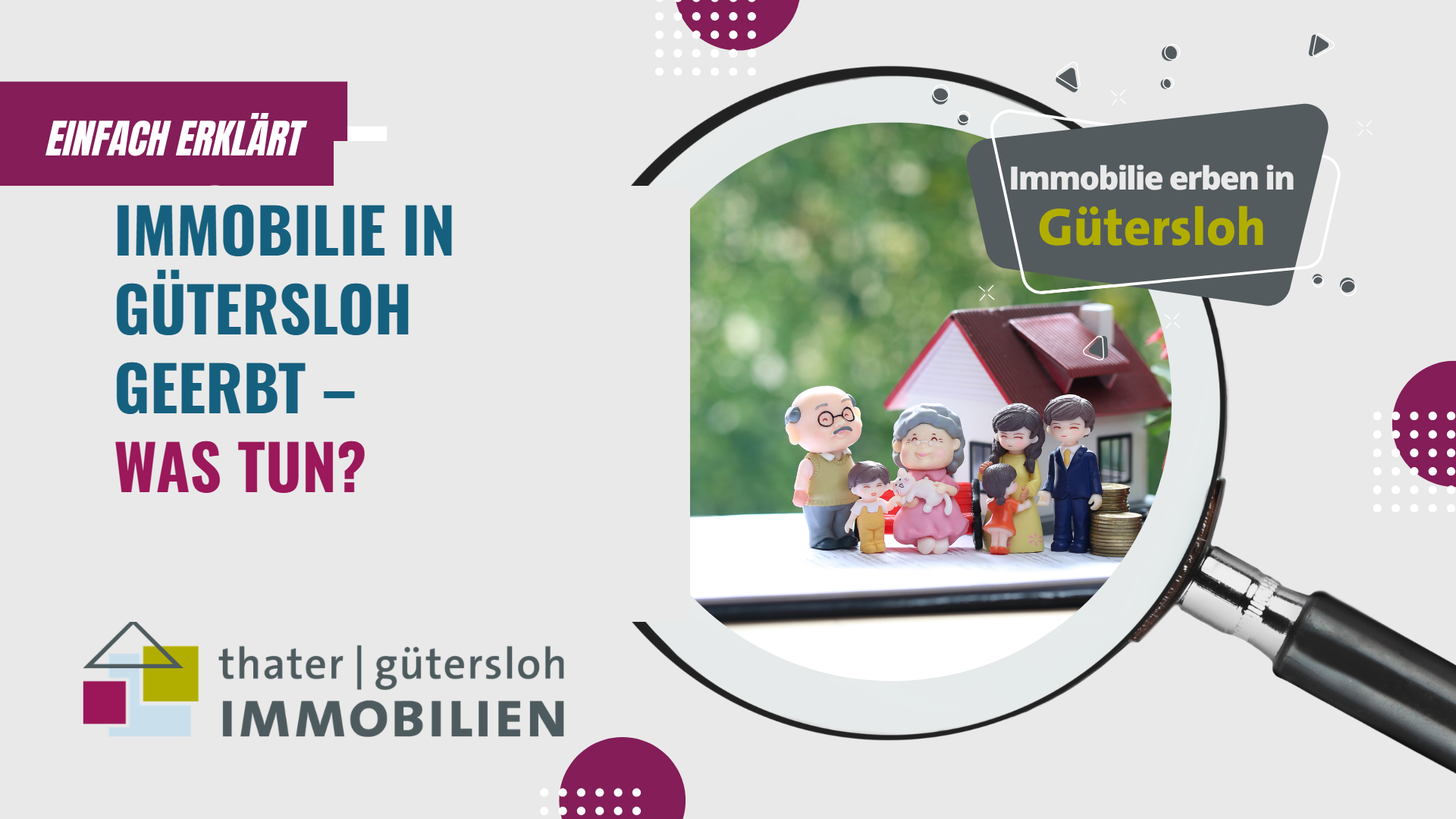 Immobilie in Gütersloh geerbt – was tun? Titelgrafik von thater IMMOBILIEN