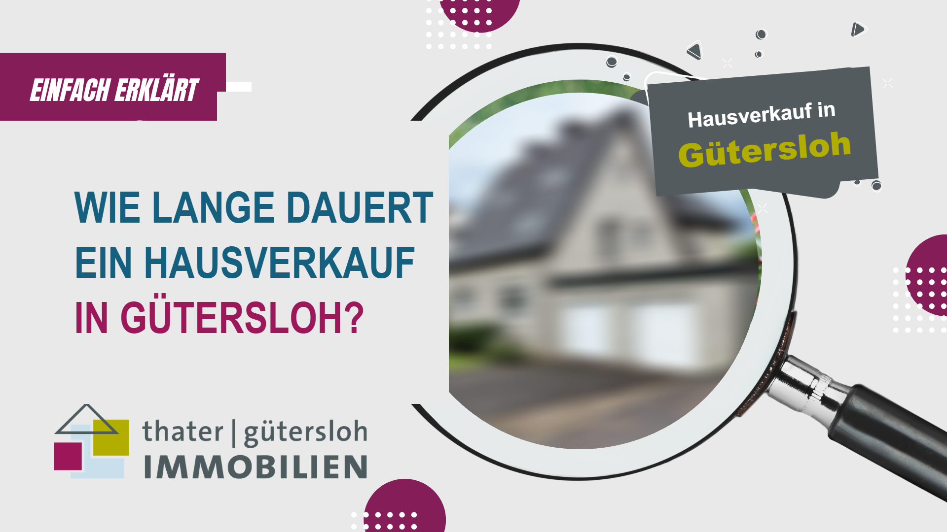 Wie lange dauert ein Hausverkauf in Gütersloh? – Titelgrafik von thater IMMOBILIEN