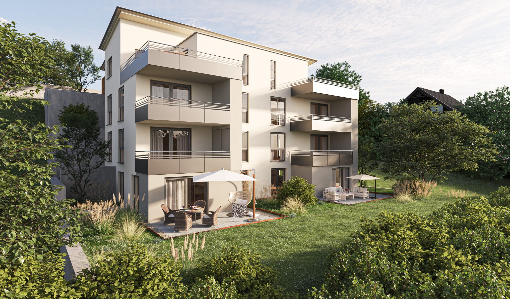 Immobilienangebot - Ebelsbach - Alle - Moderne und barrierefreie 2,5-Zimmer-Neubauwohnung mit Garten in Ebelsbach