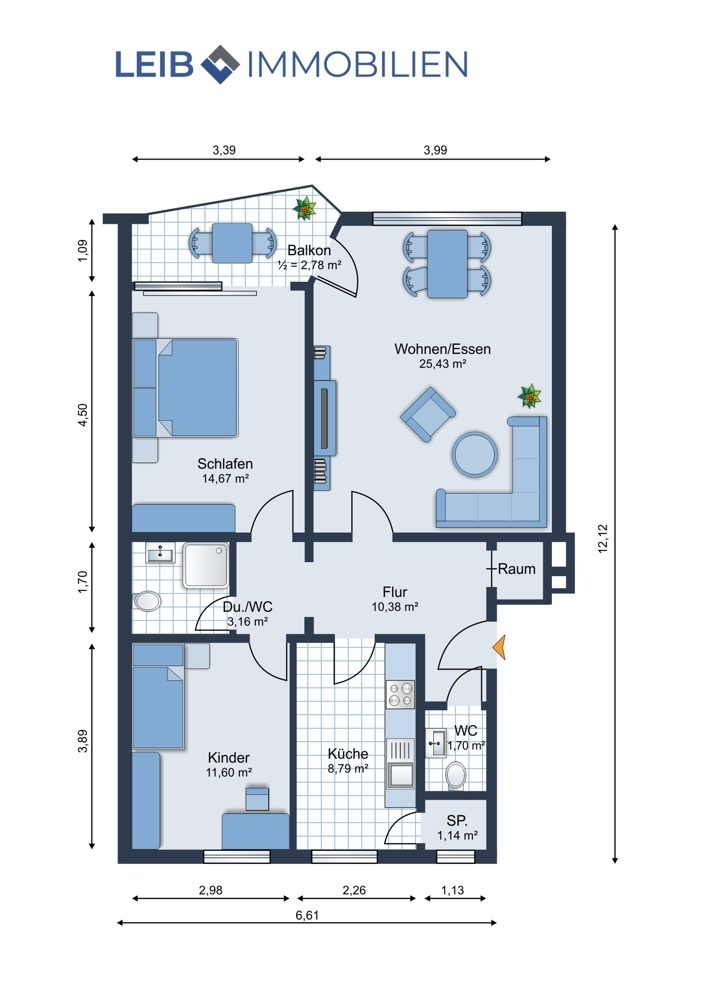 Immobilienangebot - Bamberg - Alle - Sehr gepflegte 3-Zimmer Wohnung mit Balkon in bevorzugter Lage in Bamberg, Nähe Feki