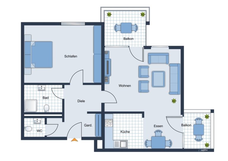 Immobilienangebot - Coburg - Alle - Schöne 2-Zimmer-Wohnung in beliebter Wohnlage mit Einbauküche, zwei Balkonen und Tiefgaragenstellplatz
