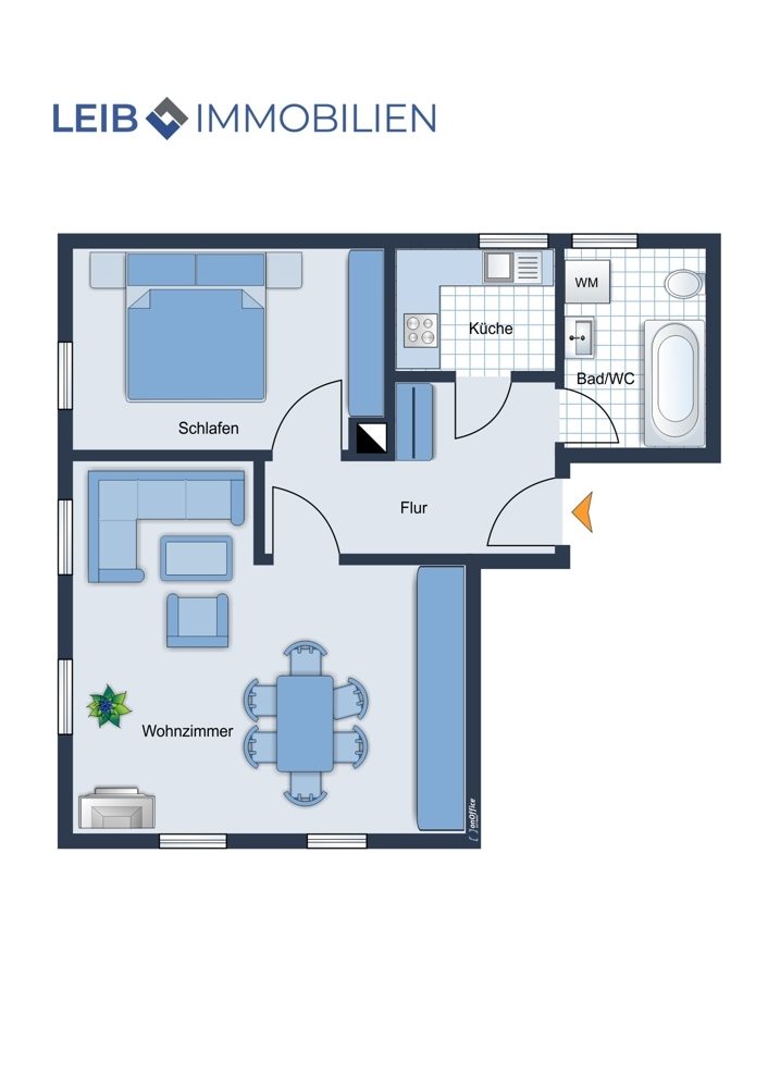 Immobilienangebot - Ahorn - Alle - 2-Zimmer-Wohnung in Ahorn mit Einbauküche und 2 Stellplätzen direkt vor dem Haus