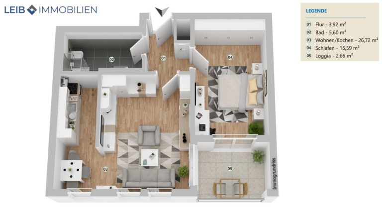Immobilienangebot - Lichtenfels - Alle - Wohnen mit Weitblick – moderne, vermietete 2-Zimmer-Wohnung mit Aufzug und Tiefgarage