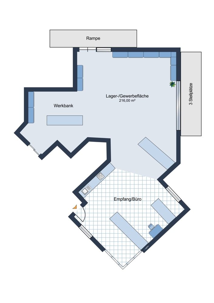 Immobilienangebot - Dörfles-Esbach - Alle - Büro- und Lagerfläche mit Rampe – ideal für Handwerk & Einzelhandel