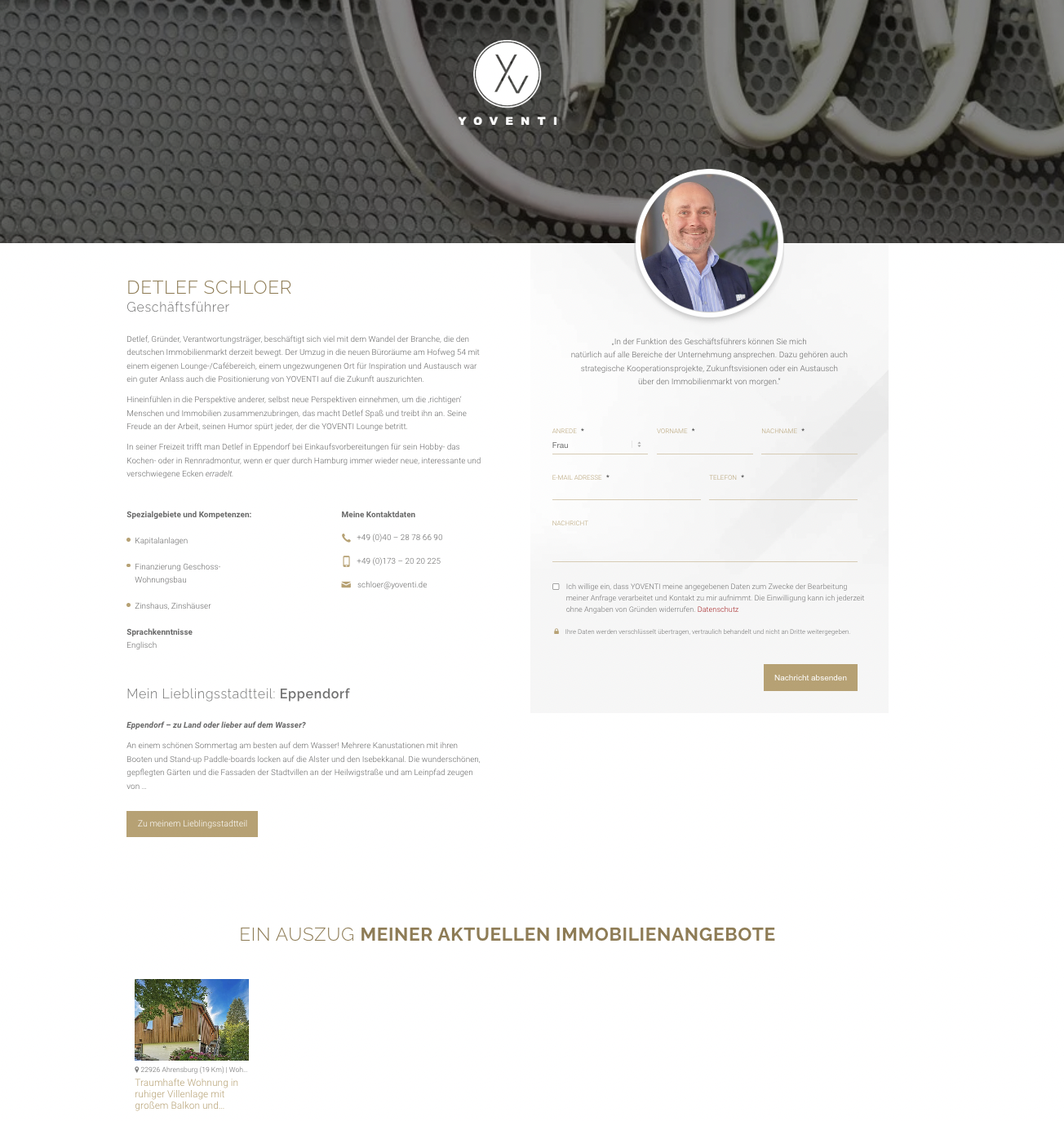 Neue YOVENTI-Website: Unterseite Mitarbeiter Detlef Schloer