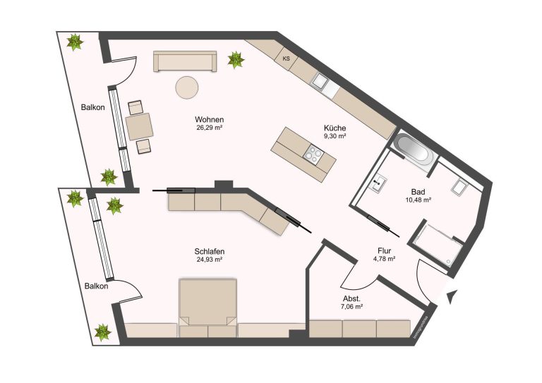 Immobilienangebot - Hamburg - Alle - Moderne 2-Zimmer-Wohnung mit 2 Balkonen im Herzen der Hafencity Hamburg – Erstbezug im 11 Decks!