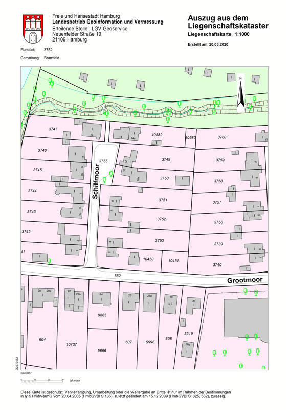 Immobilienangebot - Hamburg - Alle - Bestlage in Hamburg Bramfeld, großes Baugrundstück für eine Doppelhaushälfte mit 2 Einheiten!