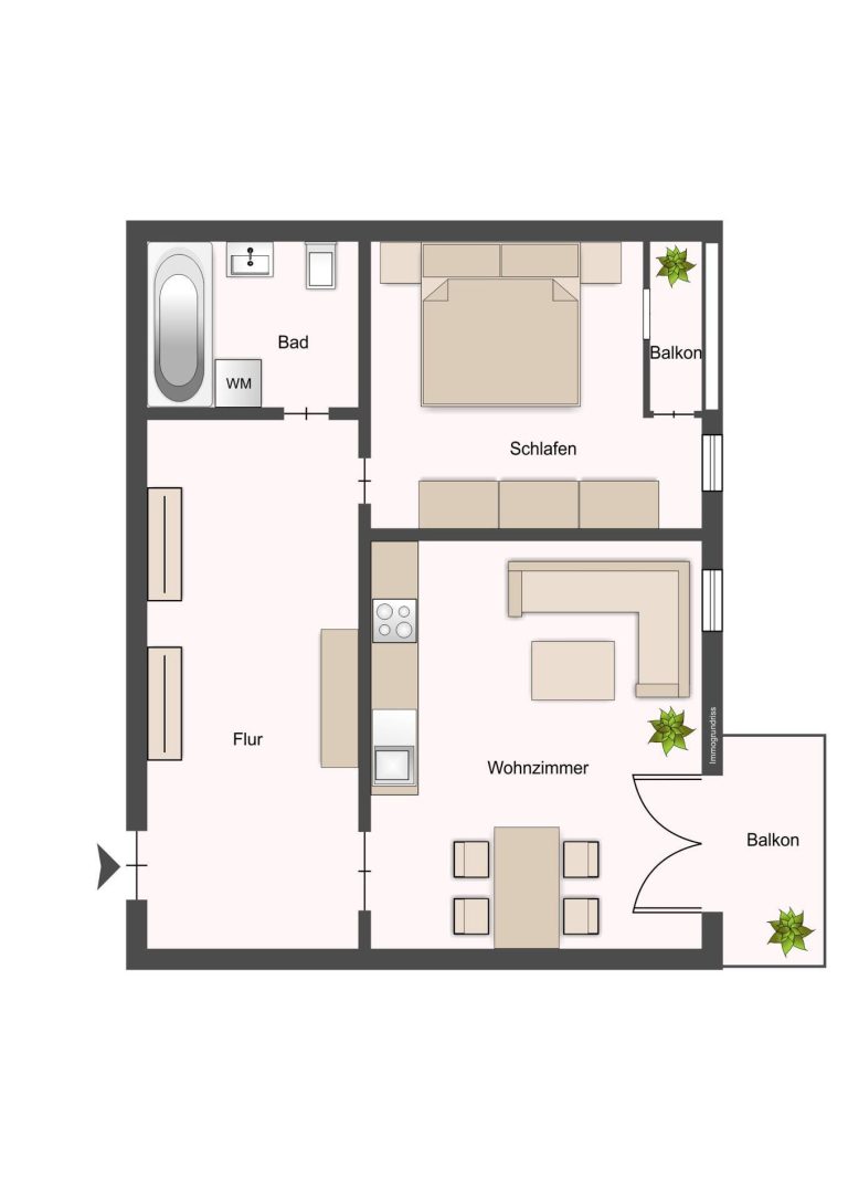 Immobilienangebot - Hamburg - Alle - Urbane 2 Zimmer Wohnung mit Balkon und Tiefgaragenstellplatz in Hamburg Wandsbek-
vermietet!