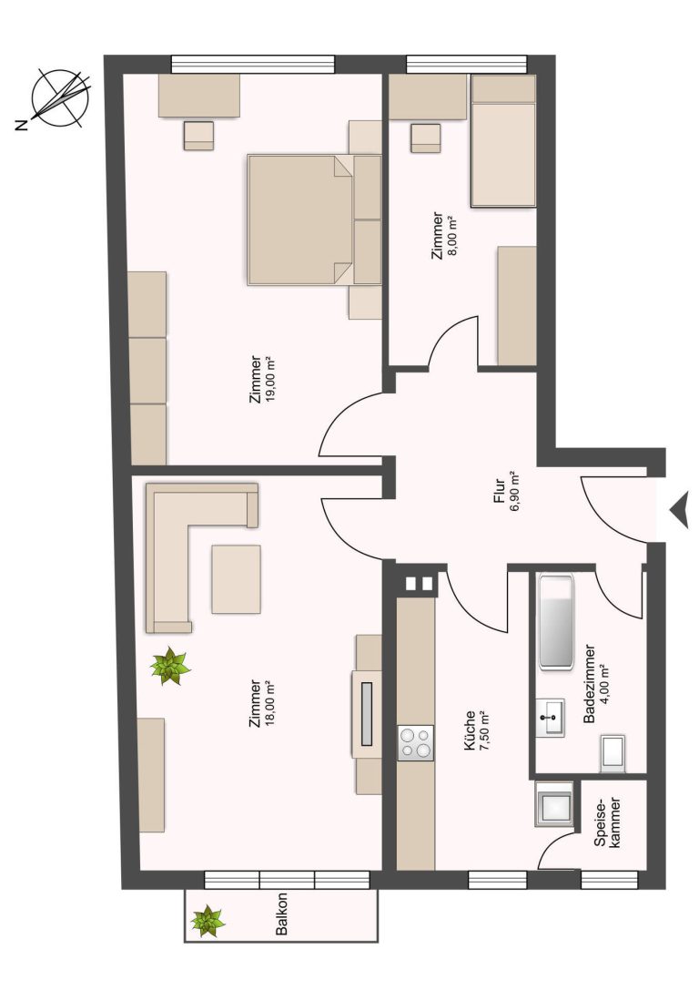 Immobilienangebot - Hamburg - Alle - Sehr gepflegte 2,5-Zimmer-Wohnung mit Balkon in direkter Nähe zum Mühlenkamp-Alsteranleger