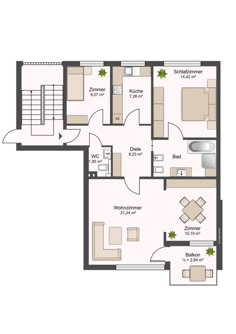Immobilienangebot - Oststeinbek - Alle - Traumhafte und renovierte 3 Zimmer ETW mit Tiefgarage und Balkon in schöner Lage von Oststeinbek.