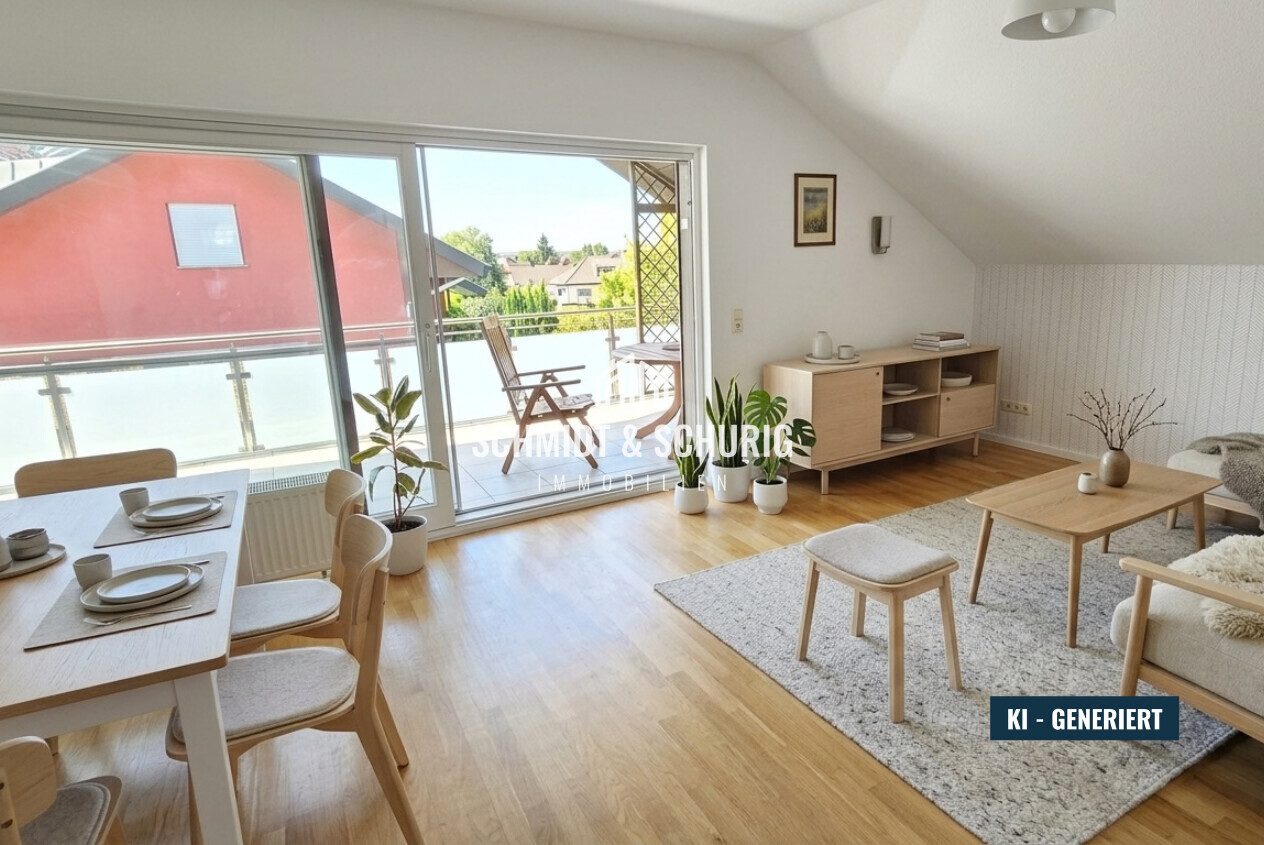 Immobilienangebot - Kraichtal / Bahnbrücken - Alle - Gepflegte DG-Wohnung mit Balkon, Garten und Kamin in Kraichtal-Bah­­nbrücken