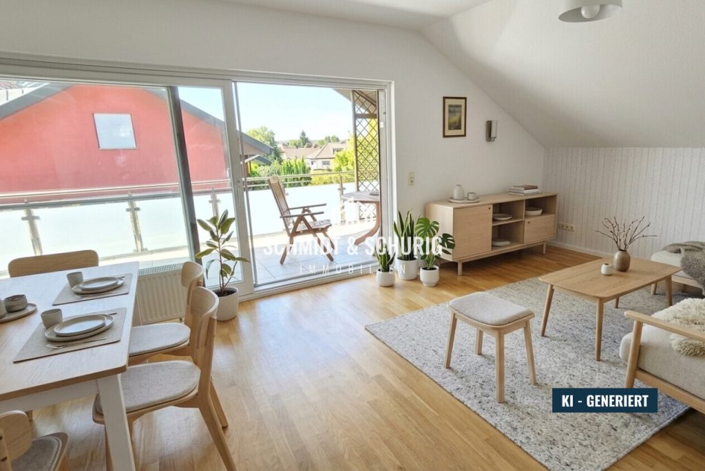Immobilienangebot - Kraichtal / Bahnbrücken - Alle - Gepflegte DG-Wohnung mit Balkon, Garten und Kamin in Kraichtal-Bah­­nbrücken