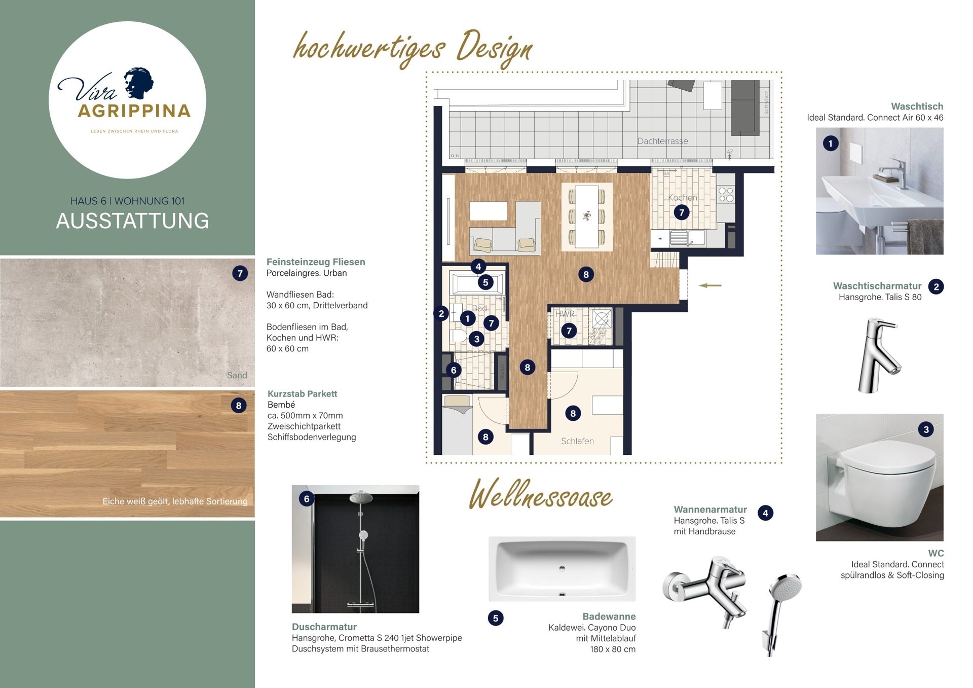 Immobilienangebot - Köln - Wohnung - Viva Agrippina: Stilvolle 3-Zimmer-Wohnung mit Dachterrasse im 4. OG am Rhein