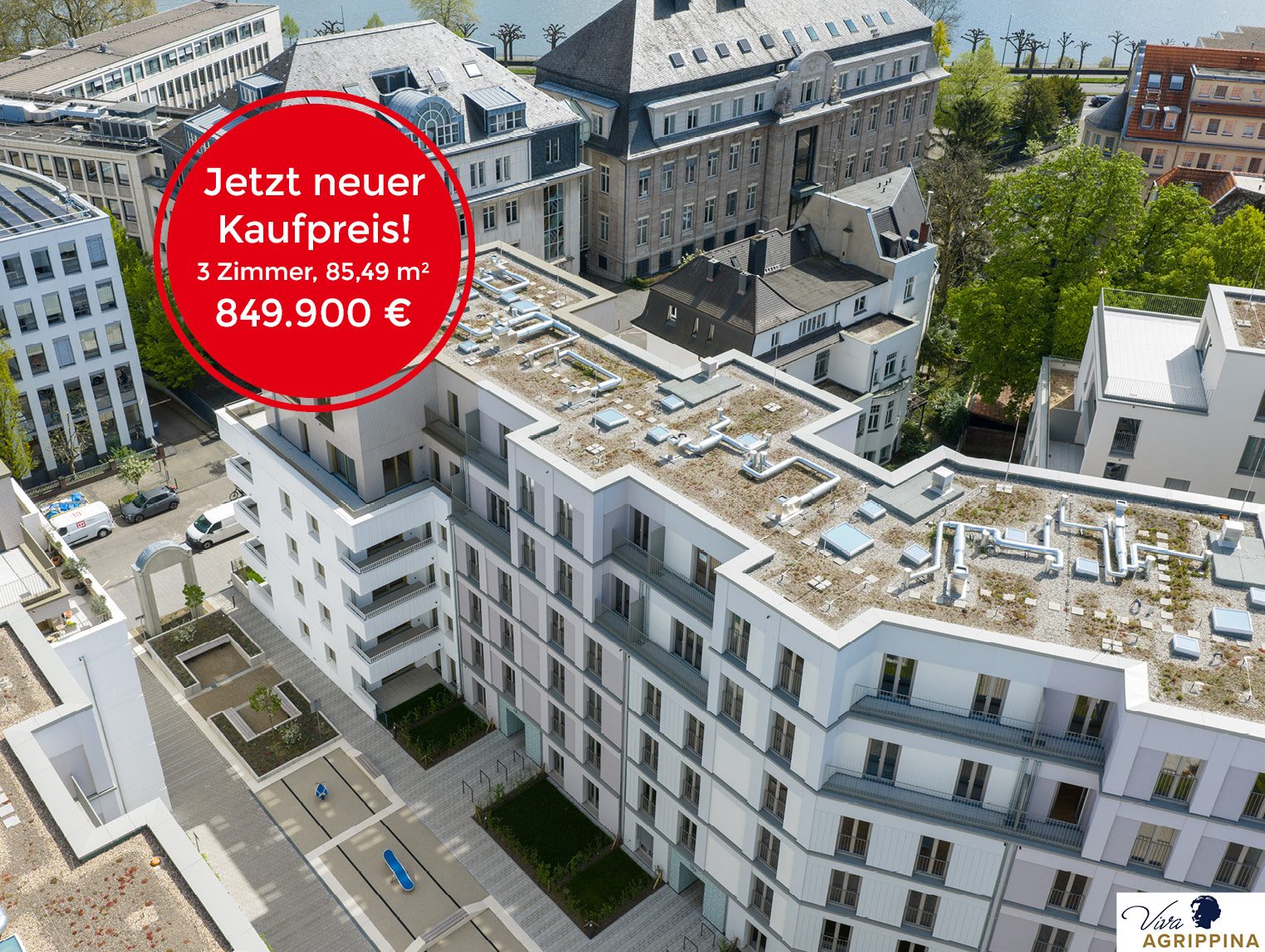 Immobilienangebot - Köln - Wohnung - Viva Agrippina: Stilvolle 3-Zimmer-Wohnung mit Dachterrasse im 4. OG am Rhein
