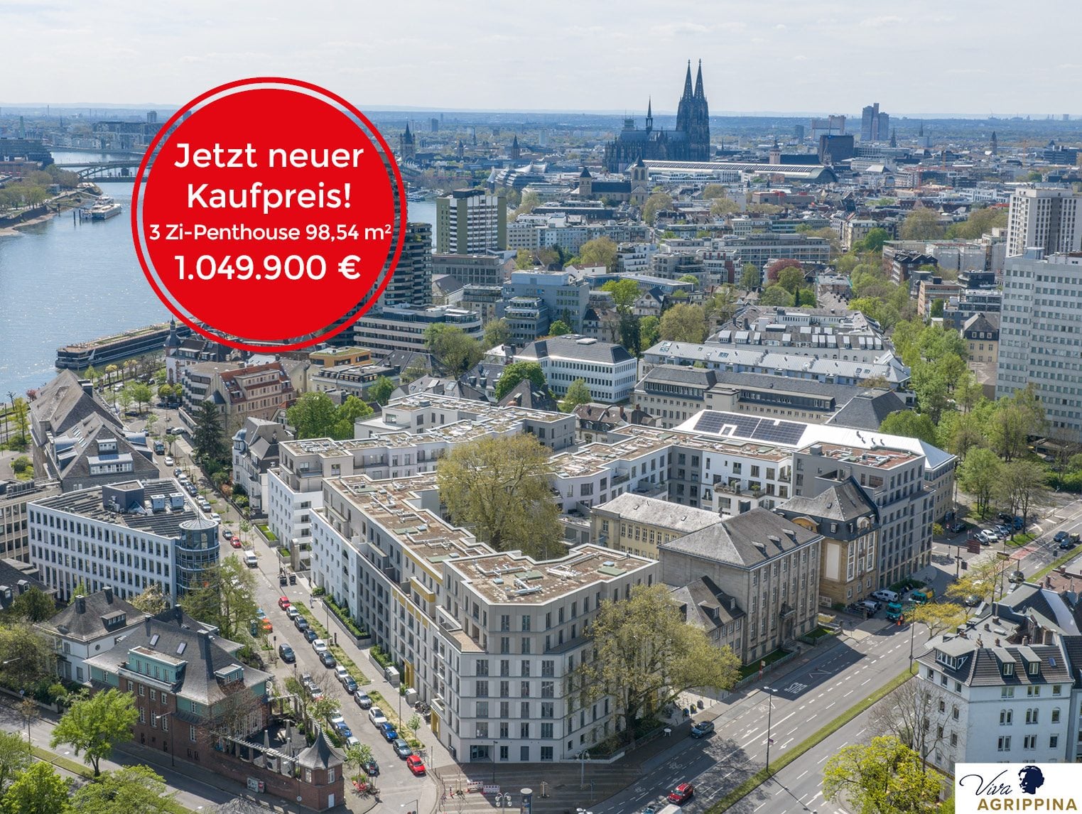 Immobilienangebot - Köln - Wohnung - Viva Agrippina: Exklusives 4-Zimmer-Penthouse mit Dachterrasse am Rhein
