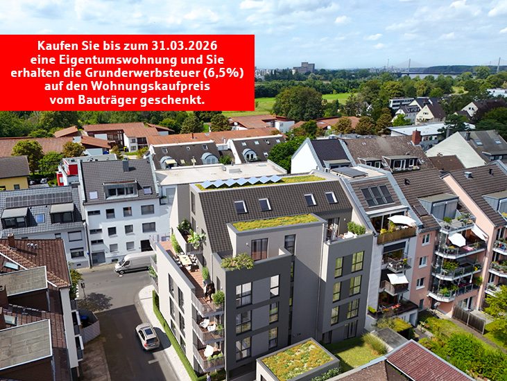 Immobilienangebot - Bonn - Wohnung - AKTION - Grunderwerbsteuer (6,5%) geschenkt!*
Einzug noch in diesem Jahr!