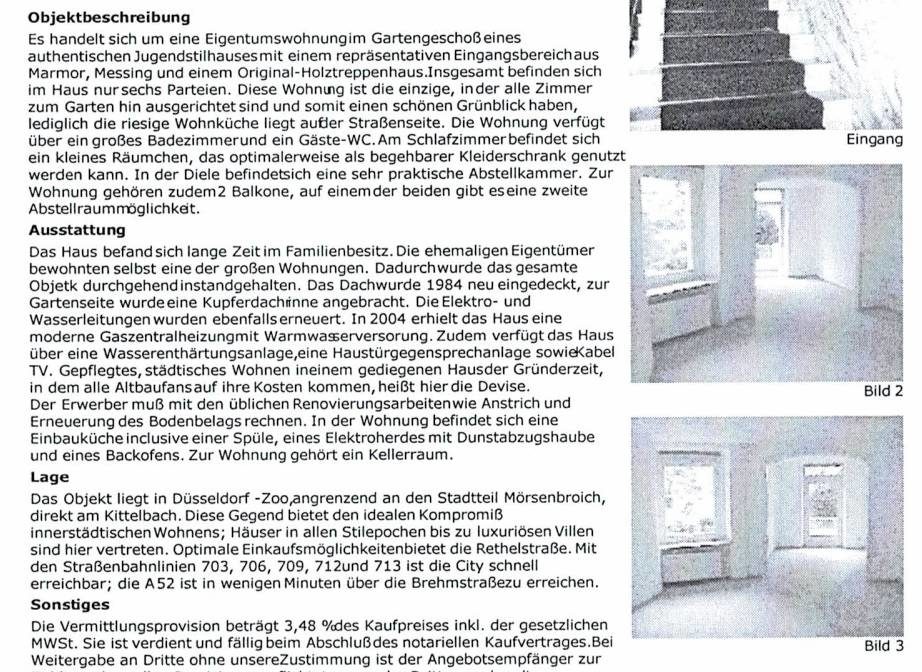 Immobilienangebot - Düsseldorf / Düsseltal - Alle - Düsseltal/Zooviertel: ruhige 3-Zimmer im Jugendstil-Altbau mit 2 Balkonen und eigener Gartenterrasse