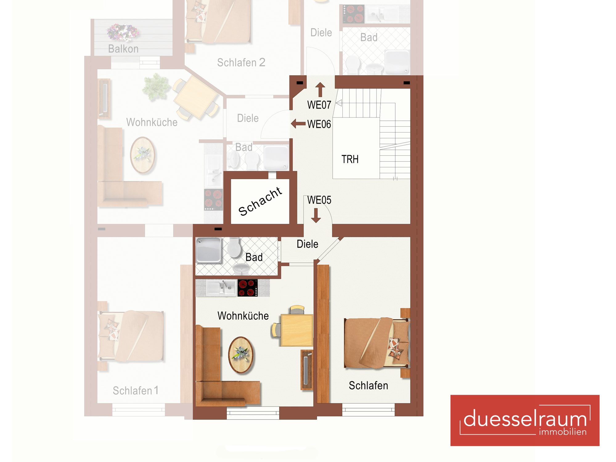 Immobilienangebot - Düsseldorf - Alle - Bilk:  gut geschnittene und vermietete 2-Zimmer im 2. OG in bevorzugter Lage!
