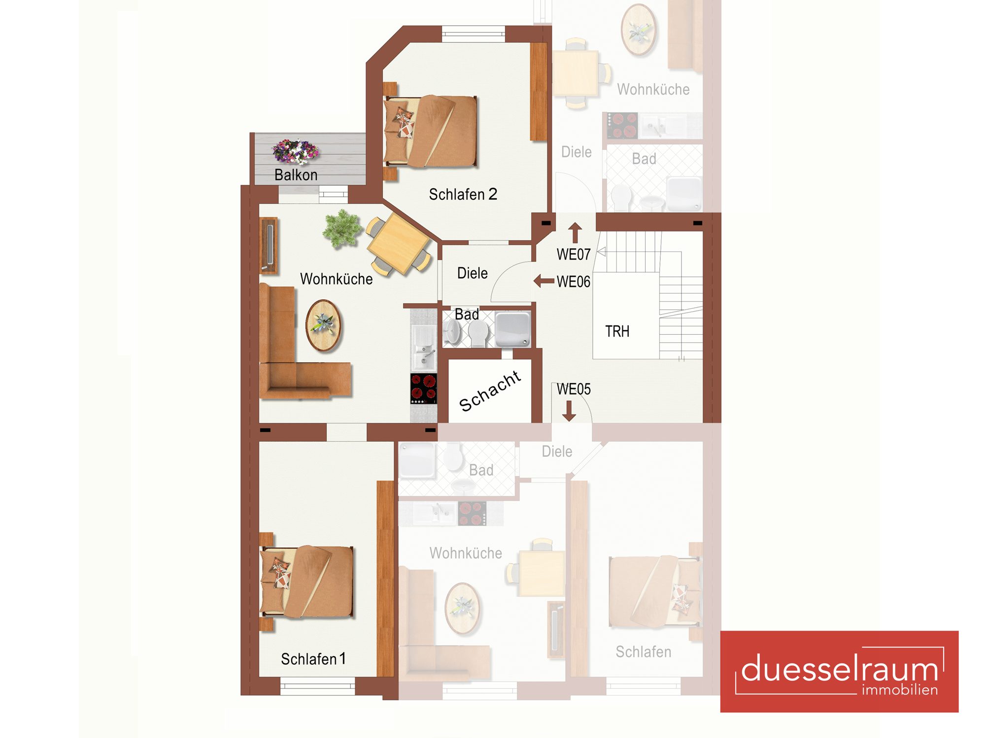 Immobilienangebot - Düsseldorf - Alle - Bilk:  gepflegte und vermietete 3-Zimmer mit Balkon im 2. OG in zentraler Lage!