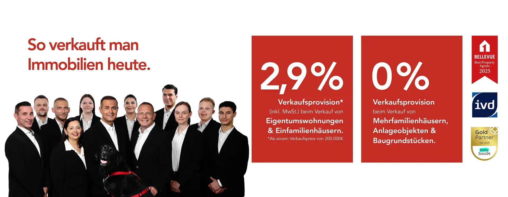 Das Team von duesselraum immobilien, ihre Provisionssätze und Auszeichnungen.