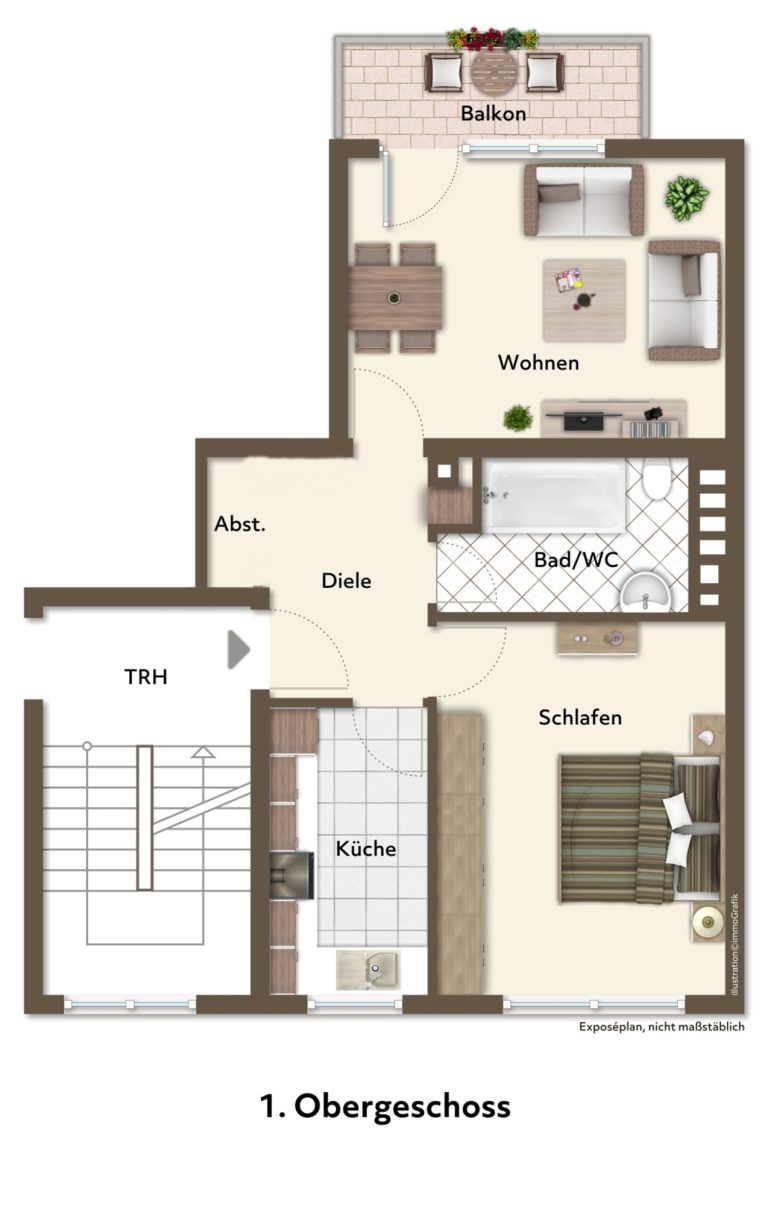 Immobilienangebot - Düsseldorf - Alle - Düsseldorf-Itter: geräumige und leerstehende 2-Zimmerwohnung im 1.OG mit Balkon in guter Lage!