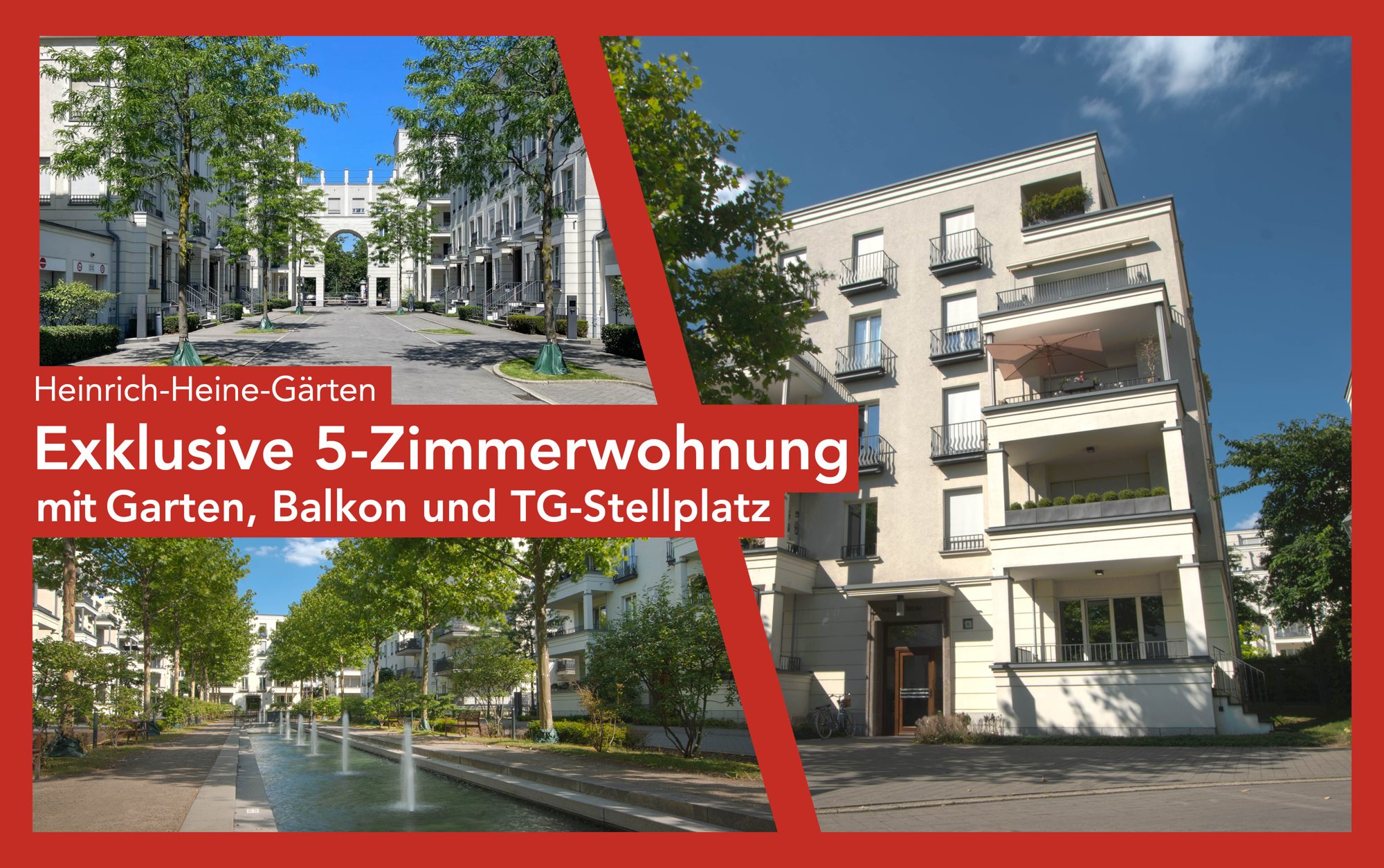 Immobilienangebot - Düsseldorf - Alle - Exklusives Wohnen in Gated Community Heinrich-Heine Gärten: 5 Zimmer, Balkon, Garten & TG-Stellplatz