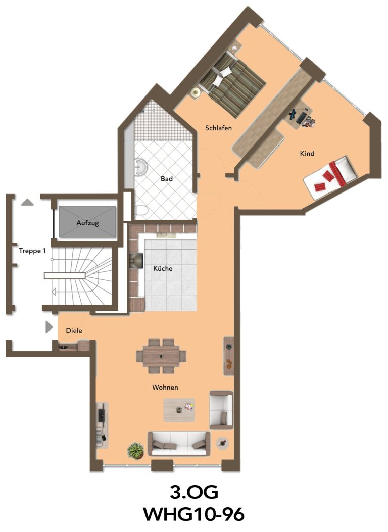 Immobilienangebot - Düsseldorf / Stadtmitte - Alle - Erstbezug! Exklusive 3-Zimmer-Wohnung im 3. OG – hochwertiger Neubau in Stadtmitte