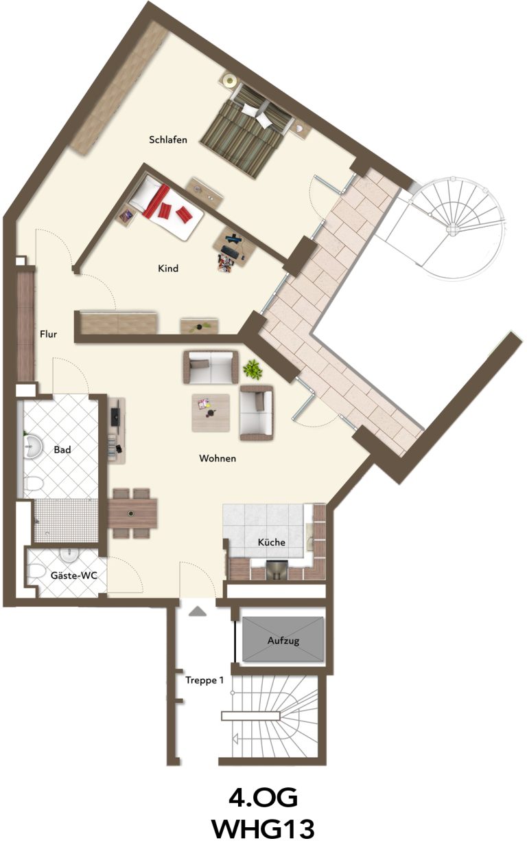 Immobilienangebot - Düsseldorf / Stadtmitte - Alle - Erstbezug! Exklusive 3-Zimmer-Wohnung im 4. OG mit Terrasse – hochwertiger Neubau in Stadtmitte