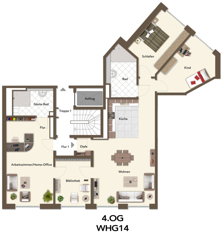 Immobilienangebot - Düsseldorf / Stadtmitte - Alle - Erstbezug! Exklusive 5-Zimmer-Wohnung im 4. OG – hochwertiger Neubau in Stadtmitte