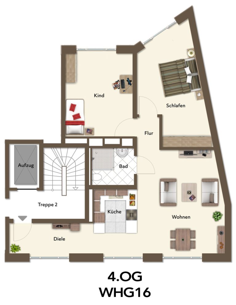 Immobilienangebot - Düsseldorf / Stadtmitte - Alle - Erstbezug! Exklusive 3-Zimmer-Wohnung im 4. OG – hochwertiger Neubau in Stadtmitte