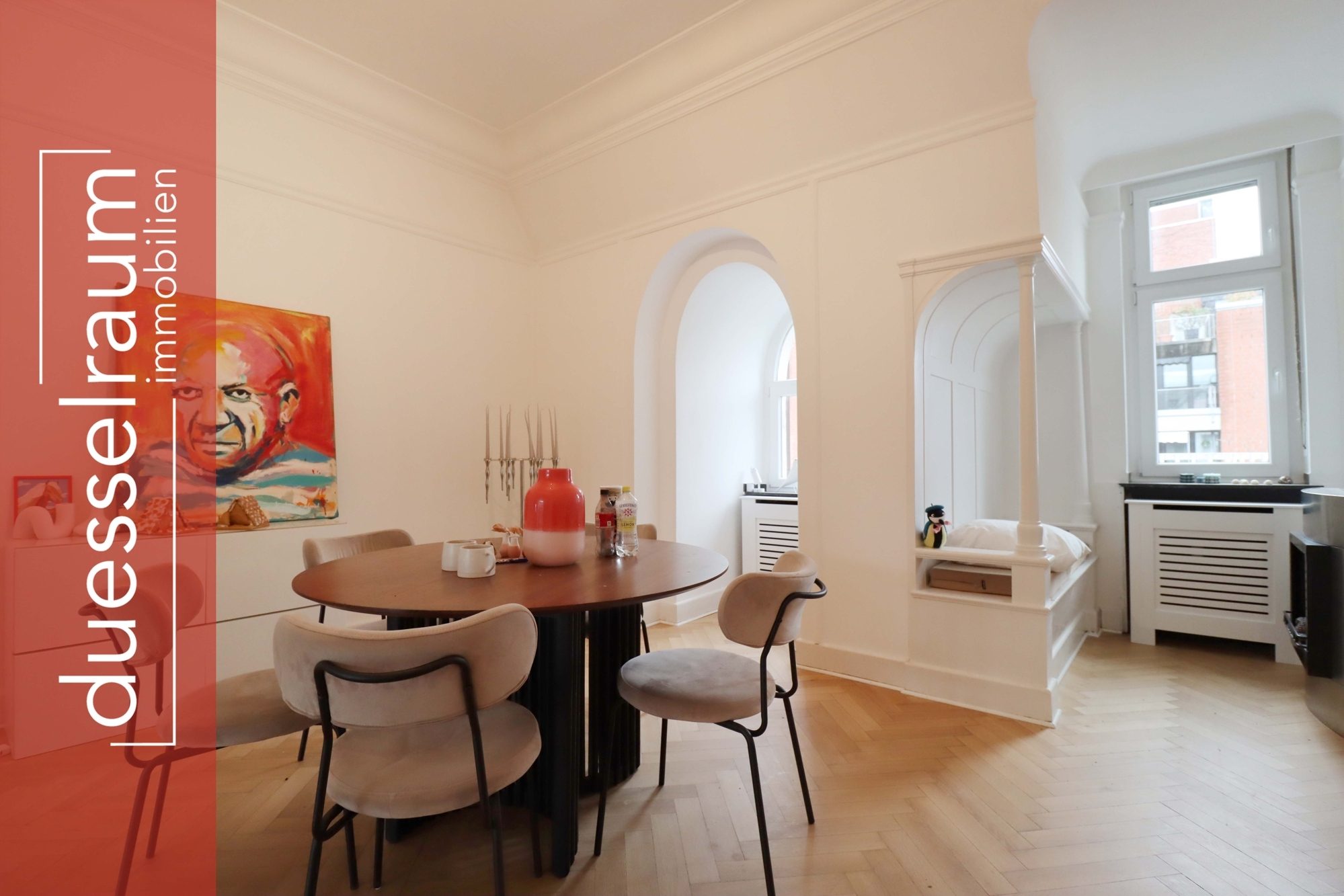 Immobilienangebot - Düsseldorf - Alle - Wunderschöne Altbauwohnung mit EBK, 5 Zimmern und 2 Balkonen – 150 m² Wohntraum in bester Lage!