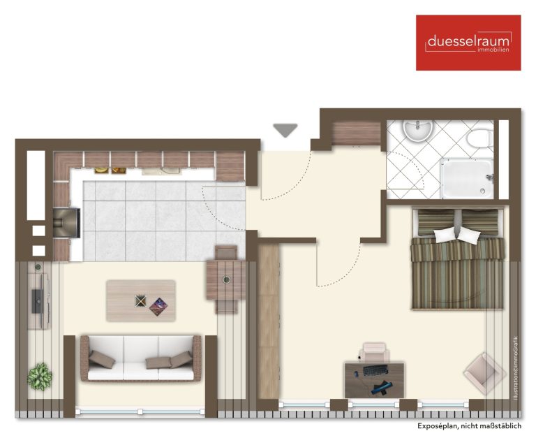 Immobilienangebot - Düsseldorf - Alle - Unterbilk: 2 Zimmer Dachgeschosswohnung - modern und gut vermietet