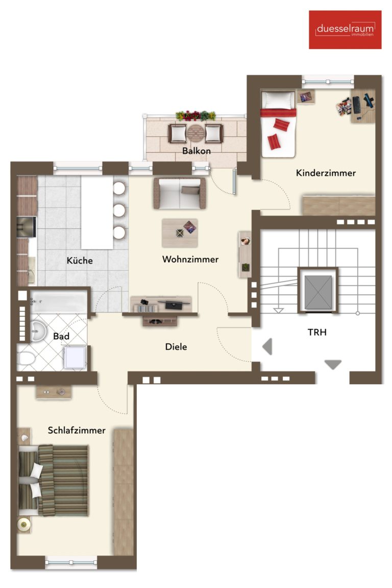 Immobilienangebot - Düsseldorf - Alle - Friedrichstadt: gut geschnittene 3-Zimmerwohnung mit Aufzug und Balkon in beliebter Lage