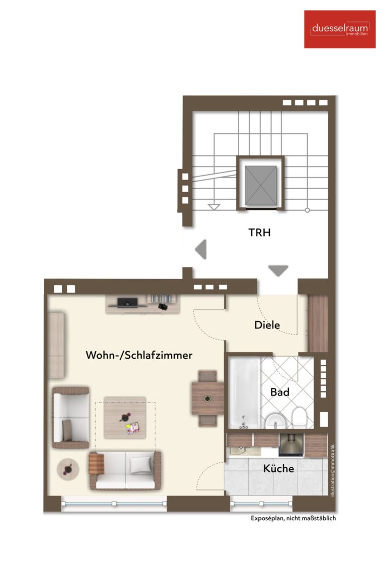 Immobilienangebot - Düsseldorf - Alle - Friedrichstadt: attraktives 1-Zimmer-Apartment mit Aufzug in zentraler Lage