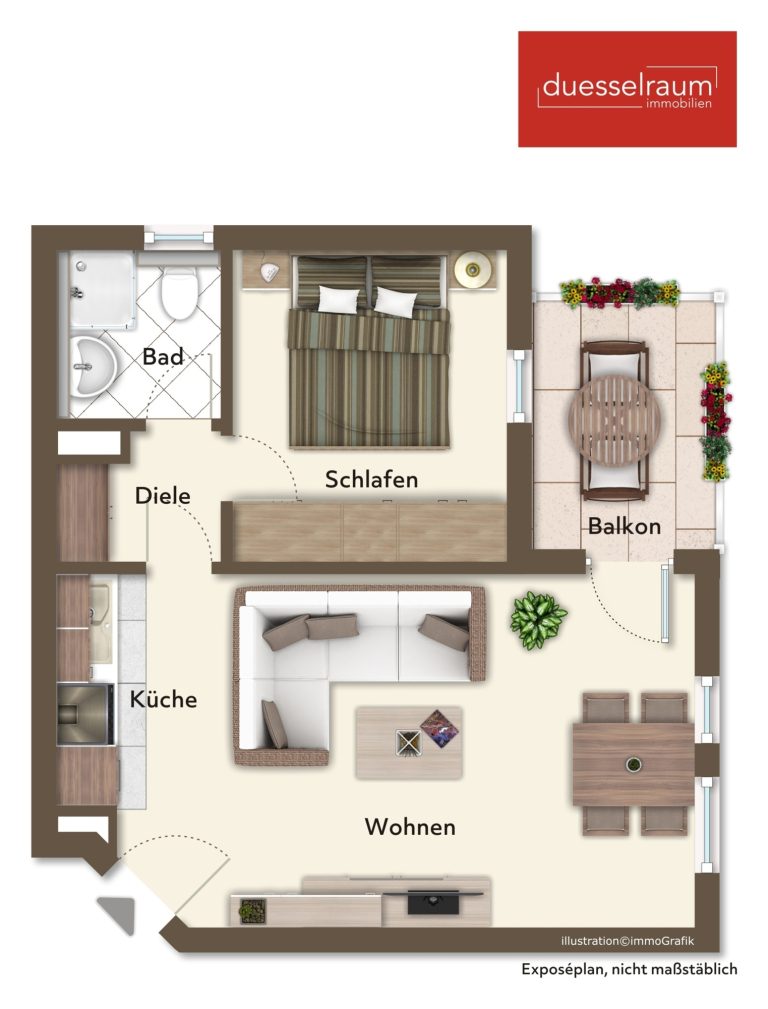 Immobilienangebot - Düsseldorf / Derendorf - Alle - Derendorf: 2-Zimmer-Wohnung mit Balkon und Tiefgarage – ideal für Eigennutzer oder Investoren
