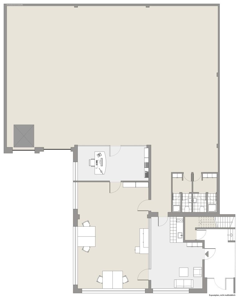 Immobilienangebot - Düsseldorf / Flingern Süd - Alle - Flingern Süd: Hochwertige Gewerbeeinheit mit Halle & Büros – flexibel nutzbar auf 861 m²
