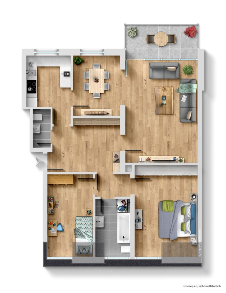 Immobilienangebot - Ratingen / Tiefenbroich - Alle - Ratingen: Renovierungsbedürftige 3,5-Zimmer-Dachgeschosswohnung mit Südbalkon & Tiefgarage!
