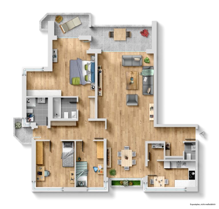 Immobilienangebot - Düsseldorf - Alle - Exklusives Wohnen auf gehobenem Niveau – Großzügige 4-Zimmer-Wohnung mit Terrasse und Einbauküche!