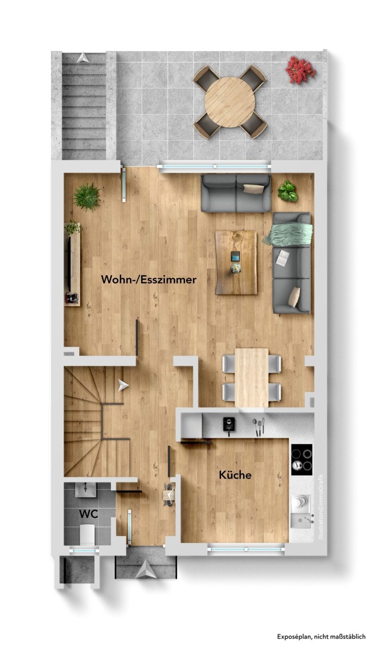 Immobilienangebot - Düsseldorf - Alle - Wersten: gepflegtes Reihenmittelhaus mit Süd-Garten und Entwicklungspotenzial in ruhiger Lage