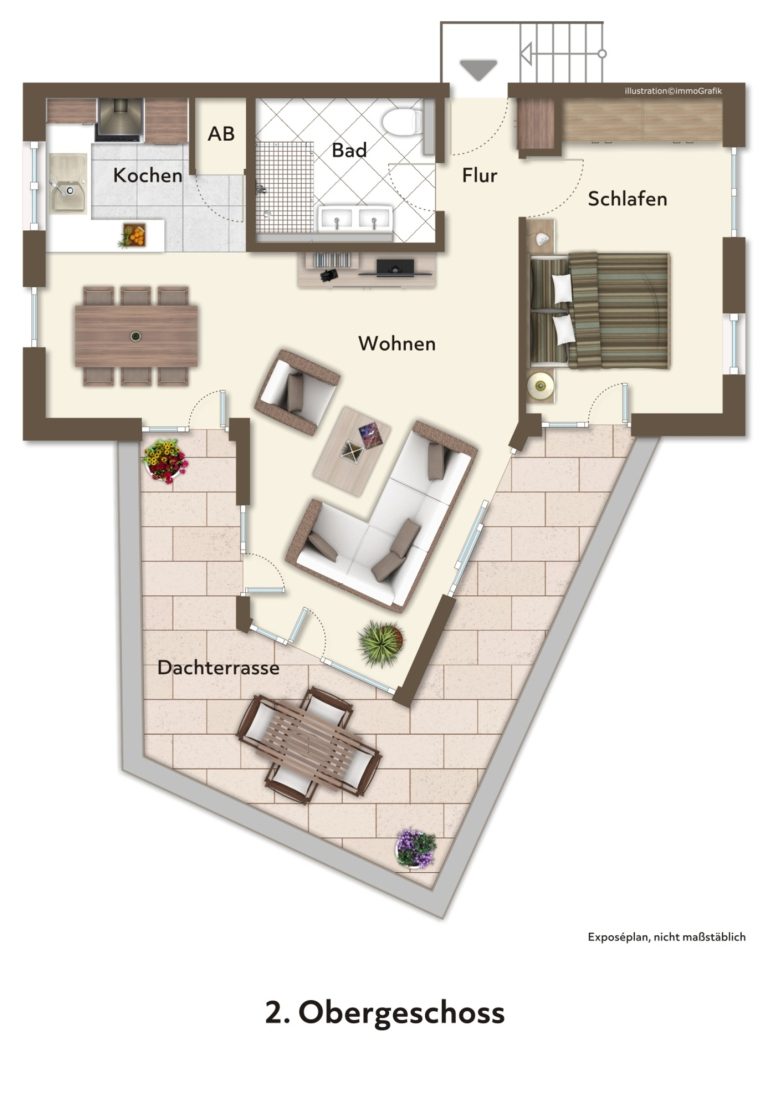 Immobilienangebot - Düsseldorf - Alle - Wohnen mit Wohlfühlgarantie: neuwertige 2-Zimmer-Wohnung mit Sonnen-Terrasse und TG-Stellplatz!