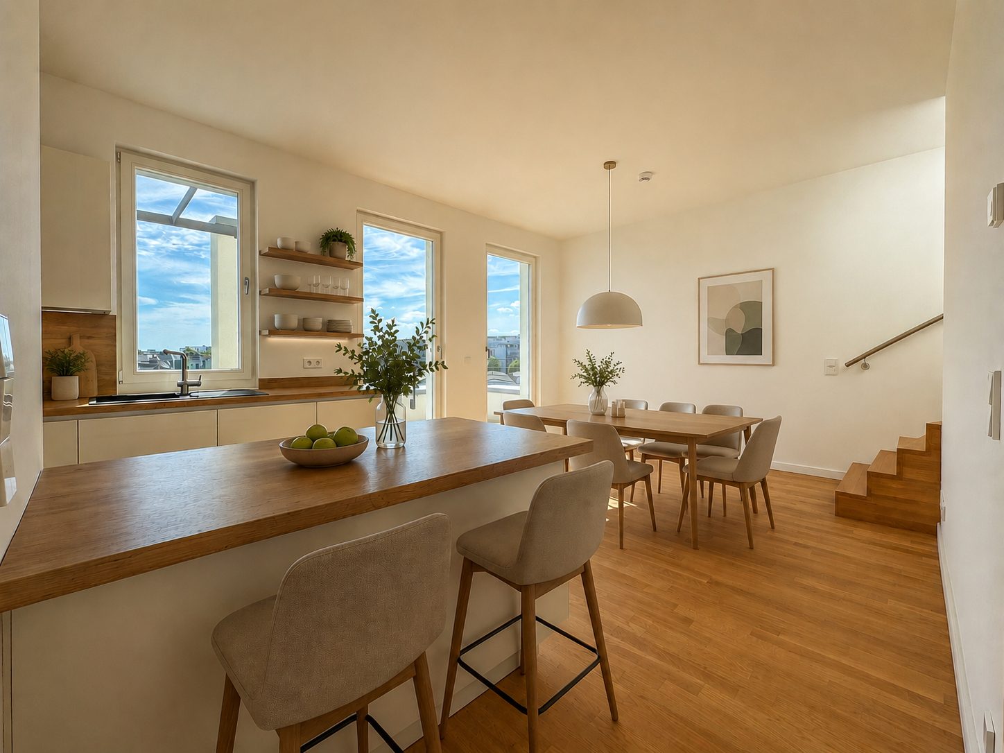 Immobilienangebot - Düsseldorf - Alle - Heinrich Heine Gärten: repräsentative 3-Zimmer-Wohnung mit Süd-West-Balkon und Dachterrasse!