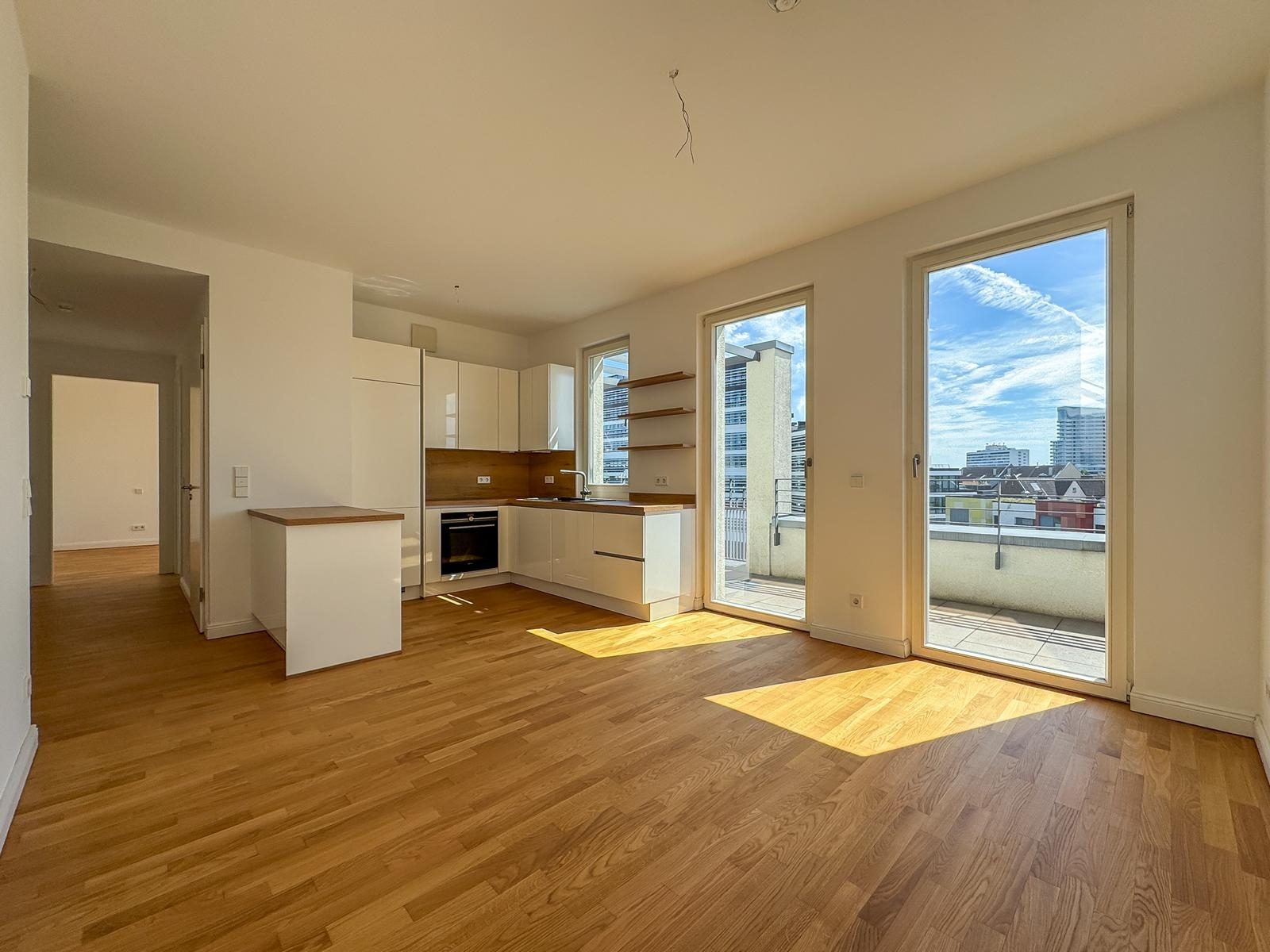 Immobilienangebot - Düsseldorf - Alle - Heinrich Heine Gärten: repräsentative 3-Zimmer-Wohnung mit Süd-West-Balkon und Dachterrasse!