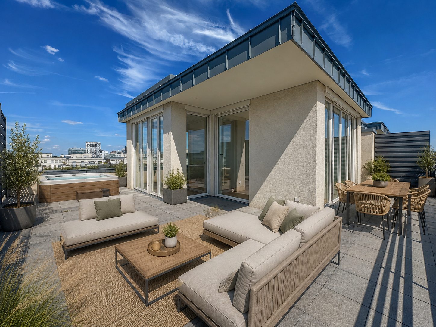 Immobilienangebot - Düsseldorf - Alle - Heinrich Heine Gärten: repräsentative 3-Zimmer-Wohnung mit Süd-West-Balkon und Dachterrasse!